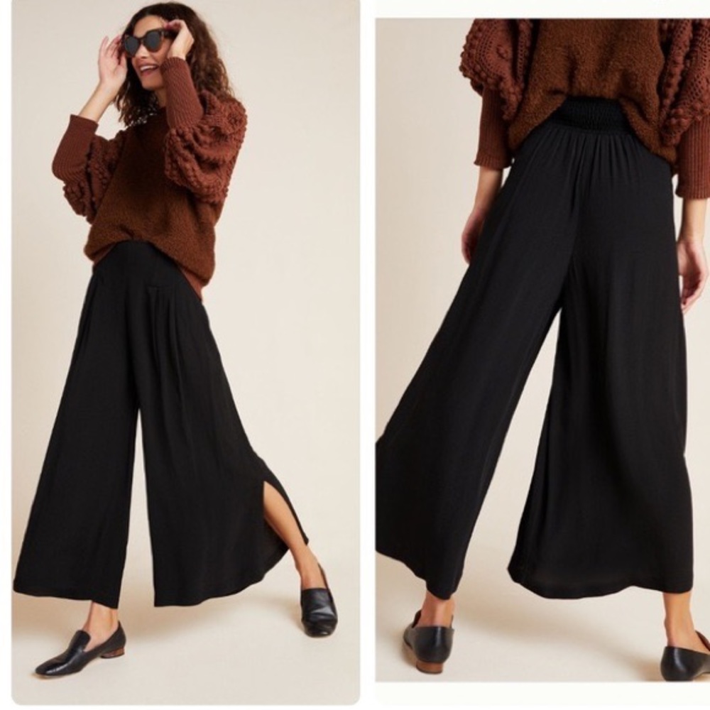 Anthropologie Flowy Black Culotte Pants